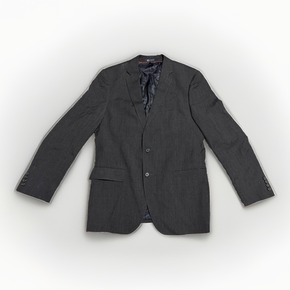 J.Crew 42R Charcoal Gray Wool Linen Sport Coat Blazer 2 Button Summer Jacket